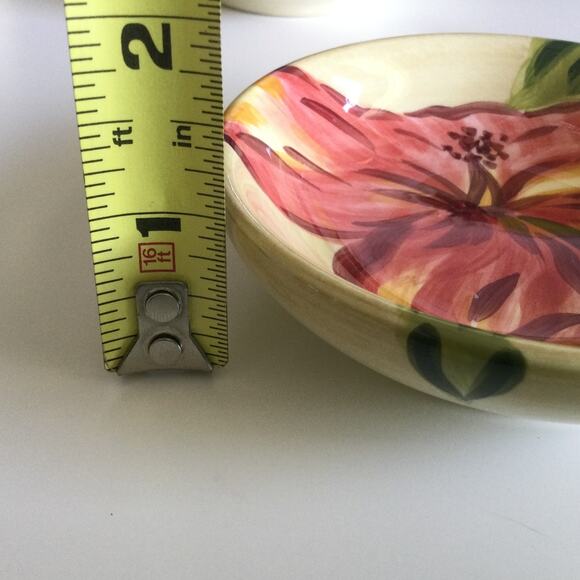 Tabletop Lifestyles Tropical Hibiscus Hand Painted Dip Bowls - Picture 10 of 12